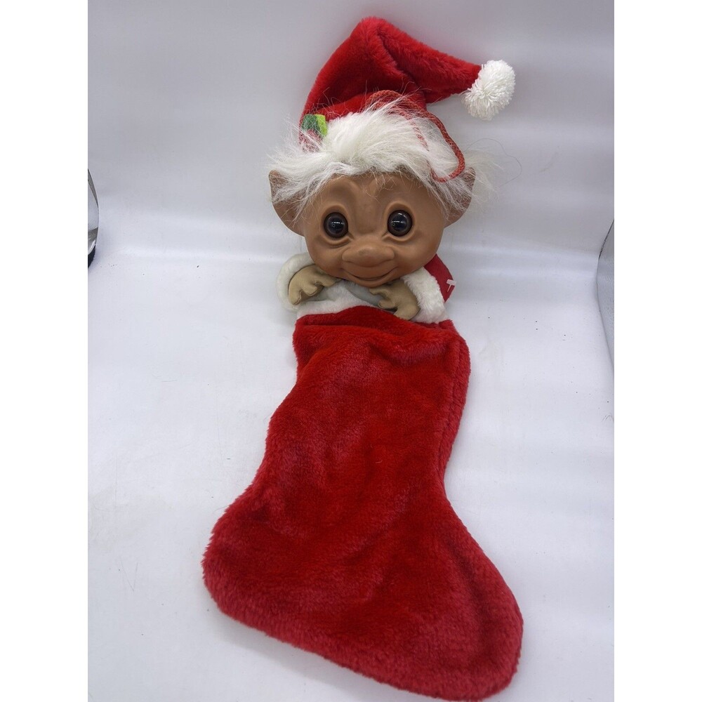 Vintage 31" Troll Christmas Stocking Large Smithy Retro 90's Santa Hat Doll